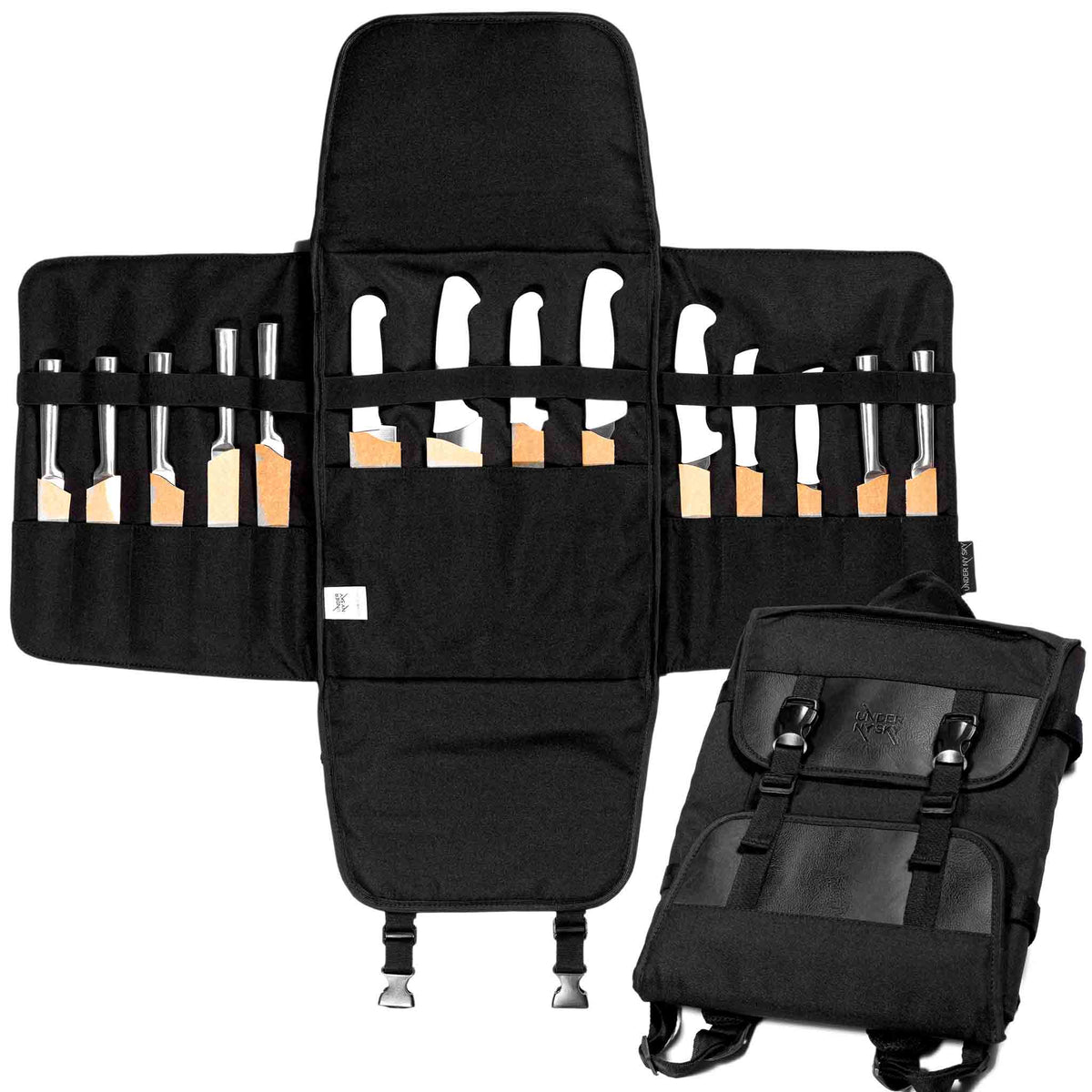 Knife Bag, 14 Knife Slots, Notebook Pocket, Expandable, Backpack -  Under NY Sky