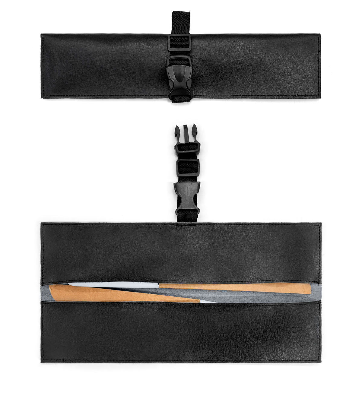 Genuine Leather Knife Roll Case - 1 to 6 Slots - Portable Bag Pouch for Cooking Tools, Utensils, Cutlery Knives - Chefs, BBQ - Under NY Sky