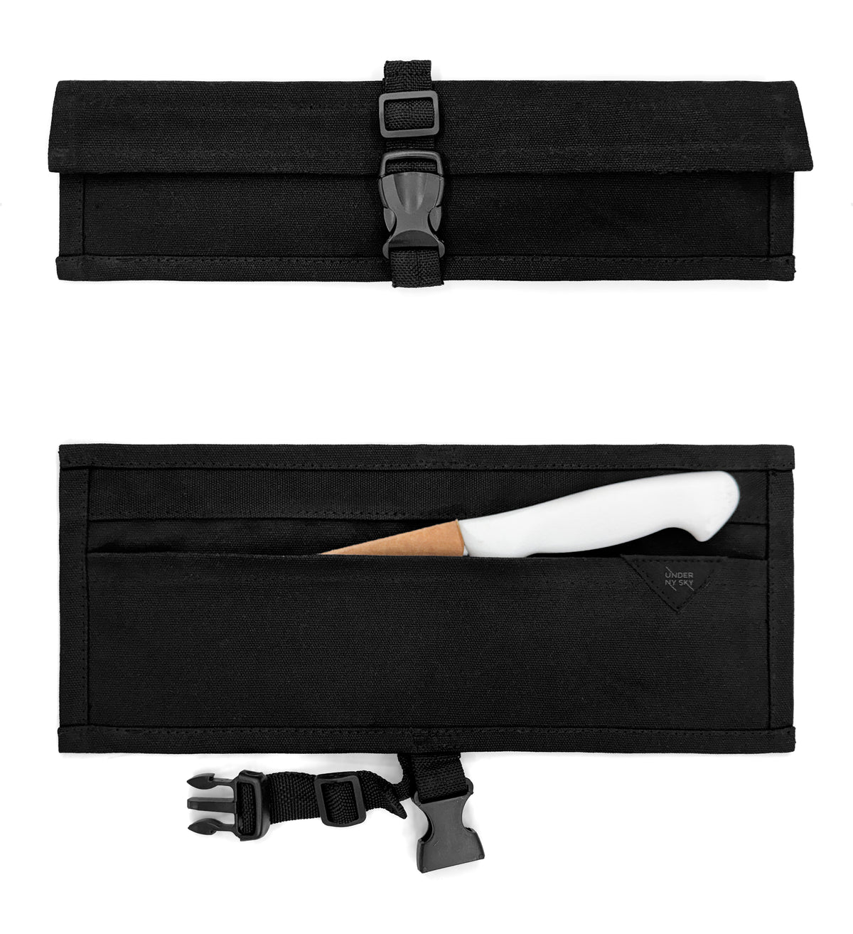 Knife Roll Case - 1 to 6 Slots - Waxed Canvas Pouch, Leather Reinforced - Portable for Cooking Tools, Utensils, Cutlery Knives -  Under NY Sky