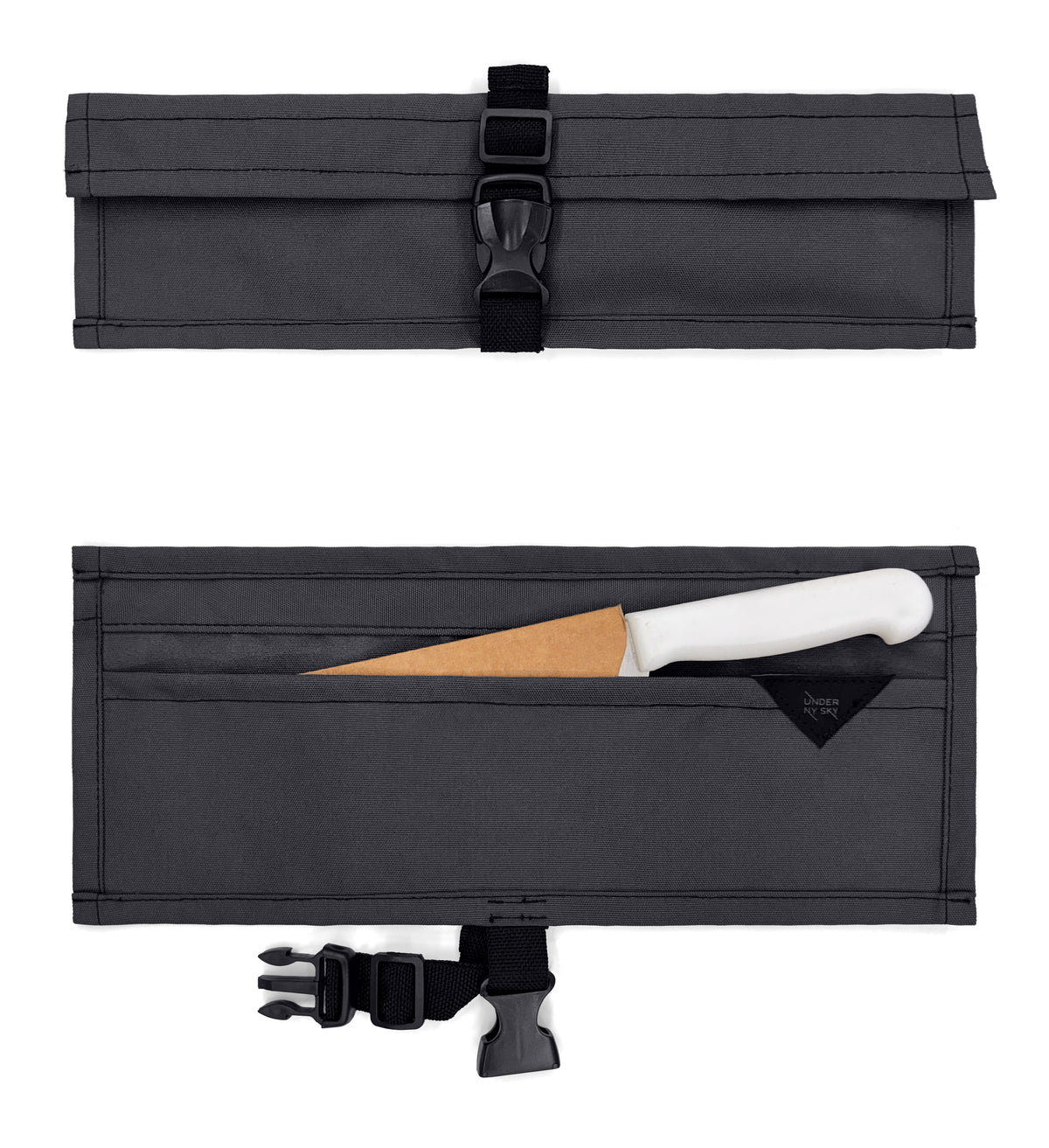 Knife Roll Case - 1 to 6 Slots - Oxford Canvas Pouch, Leather Reinforced - Portable for Cooking Tools, Utensils, Cutlery Knives -  Under NY Sky