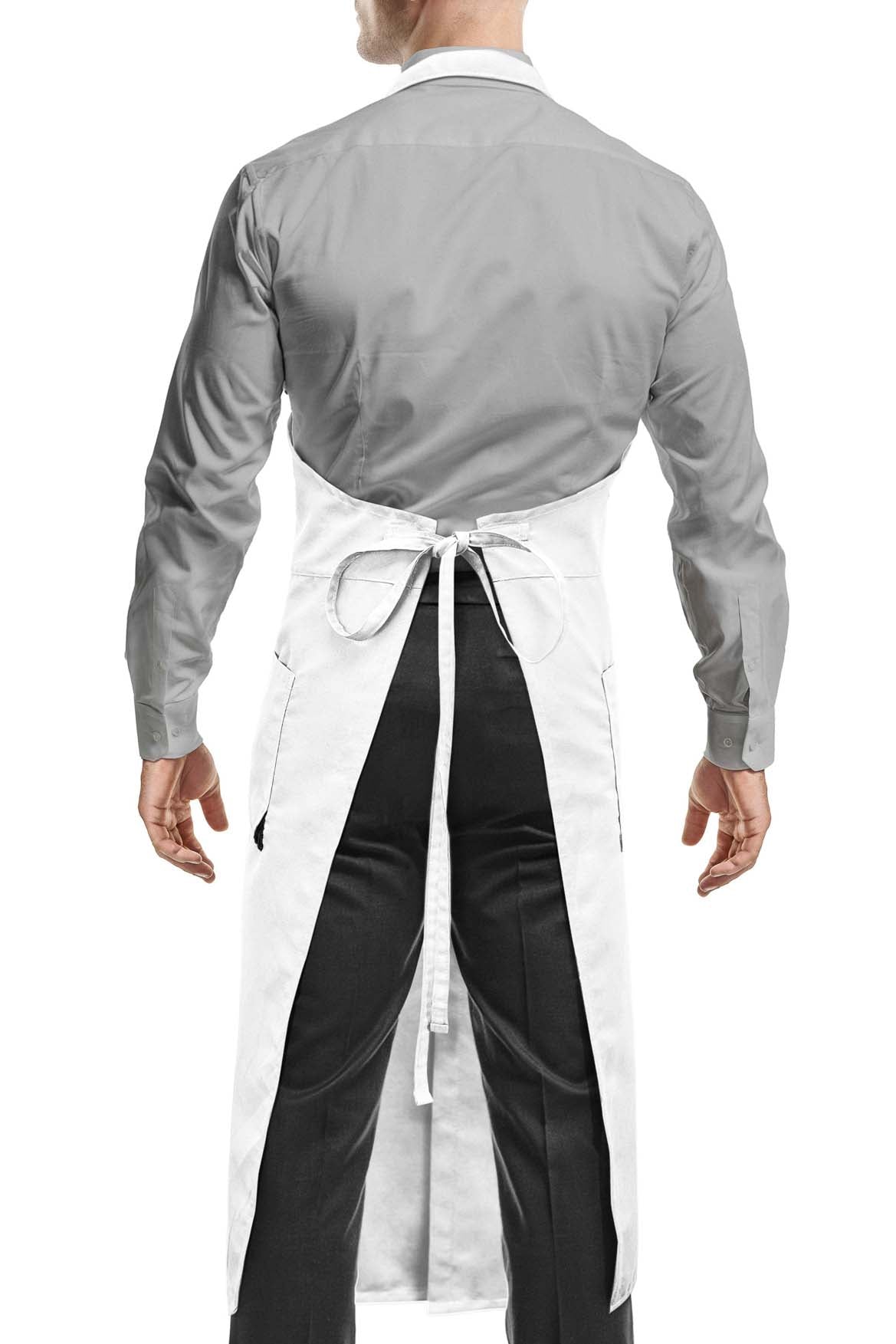 V Neck Long Apron Tuxedo Style - Front Slit, 2 Pockets - Server, Waiter, Chef, Bistrot, Restaurant -  Under NY Sky