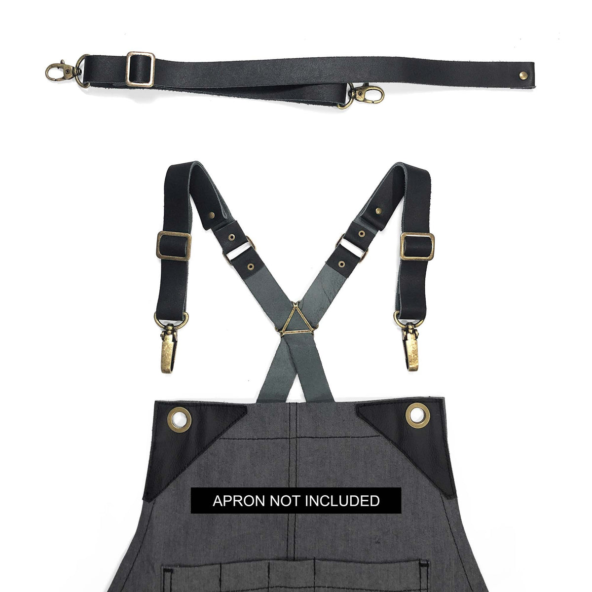 Leather Straps for CrossBack Apron - Shoulder & Waist Set - Chef, Barber, Bartender, Barista - Under NY Sky