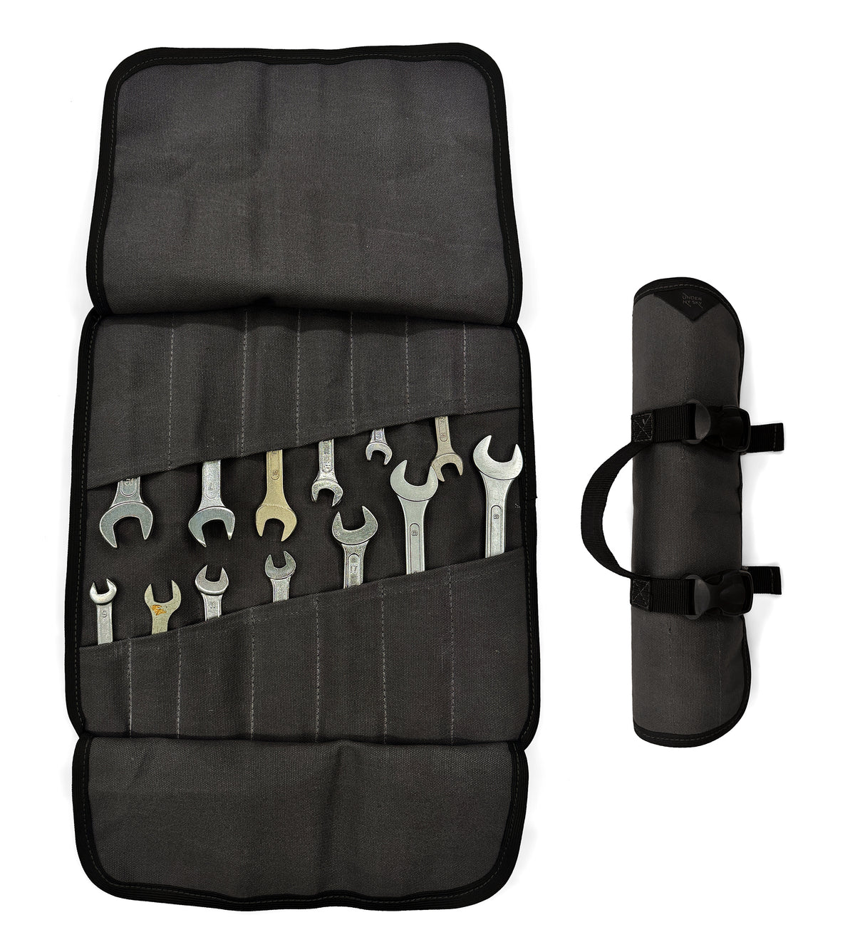 Tool Roll Organizer, Waxed Canvas, Heavy-Duty Wrench Bag, Hand Tool Pouch - Mechanics, Electricians - Under NY Sky