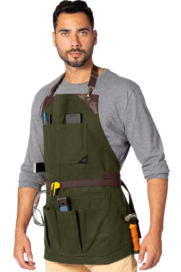 Gardening Apron – Harvest Pouch, Pockets, Loops, Cross-Back Straps