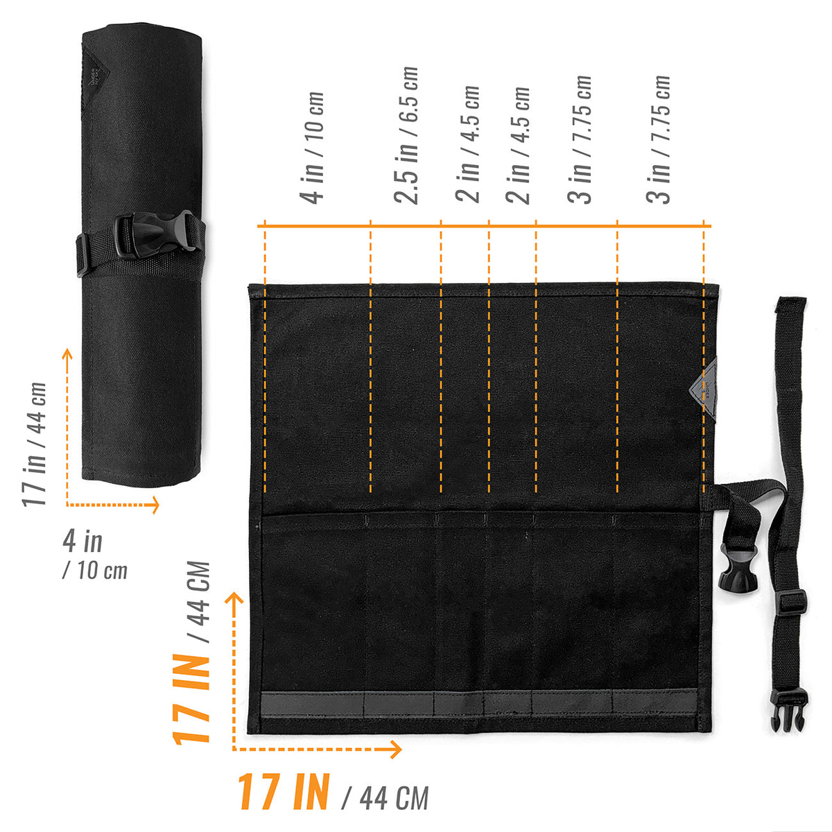 Knife Roll Case - 1 to 6 Slots - Waxed Canvas Pouch, Leather Reinforced - Portable for Cooking Tools, Utensils, Cutlery Knives -  Under NY Sky