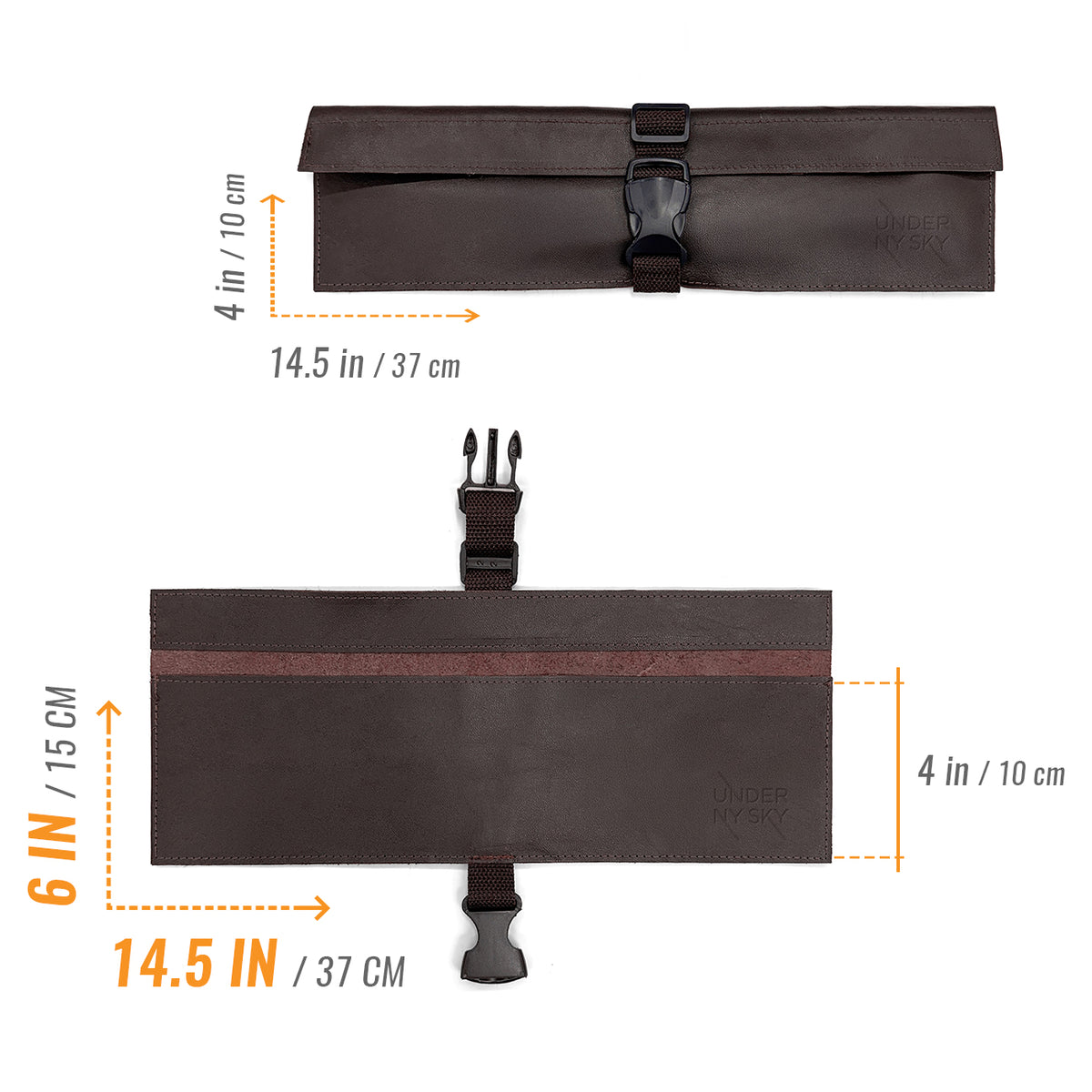 Genuine Leather Knife Roll Case - 1 to 6 Slots - Portable Bag Pouch for Cooking Tools, Utensils, Cutlery Knives - Chefs, BBQ - Under NY Sky