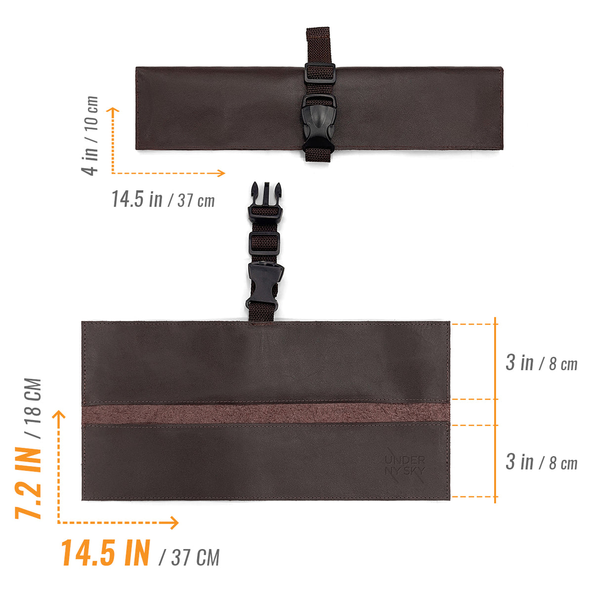Genuine Leather Knife Roll Case - 1 to 6 Slots - Portable Bag Pouch for Cooking Tools, Utensils, Cutlery Knives - Chefs, BBQ - Under NY Sky