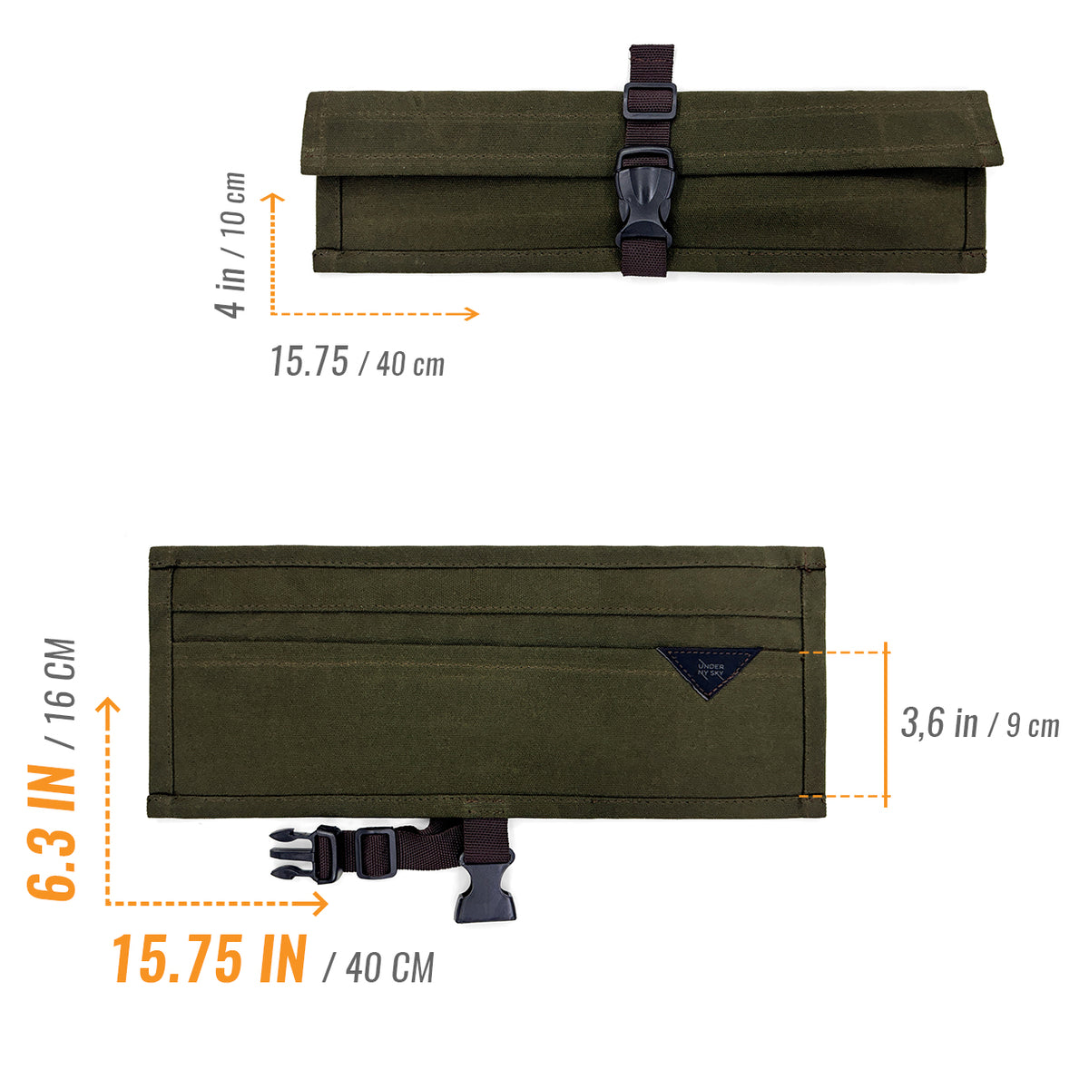 Knife Roll Case - 1 to 6 Slots - Waxed Canvas Pouch, Leather Reinforced - Portable for Cooking Tools, Utensils, Cutlery Knives -  Under NY Sky