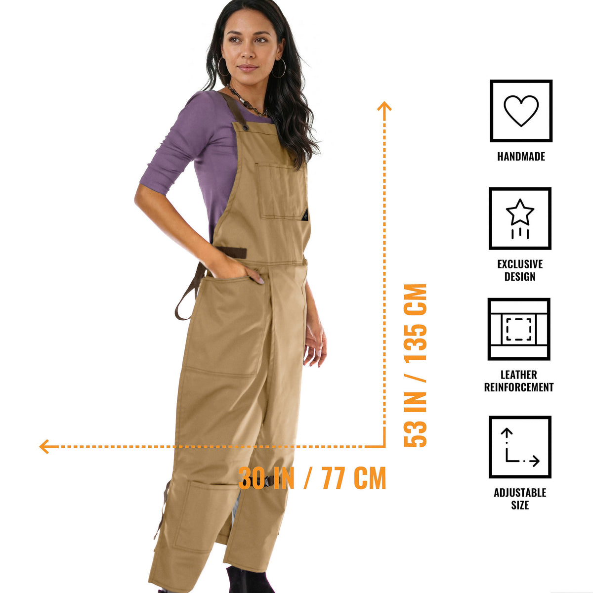 Pottery Apron – Full Split-Leg - Pro Denim & Twill – Cross-back, Leather Reinforcement - Ceramics - Under NY Sky
