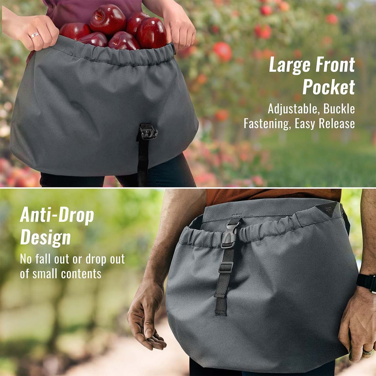 Gardening Half Apron – Harvest Pouch, Pockets, Loops, Cross-back Straps, Water-Resistant, Adjustable for Men & Women -  Under NY Sky