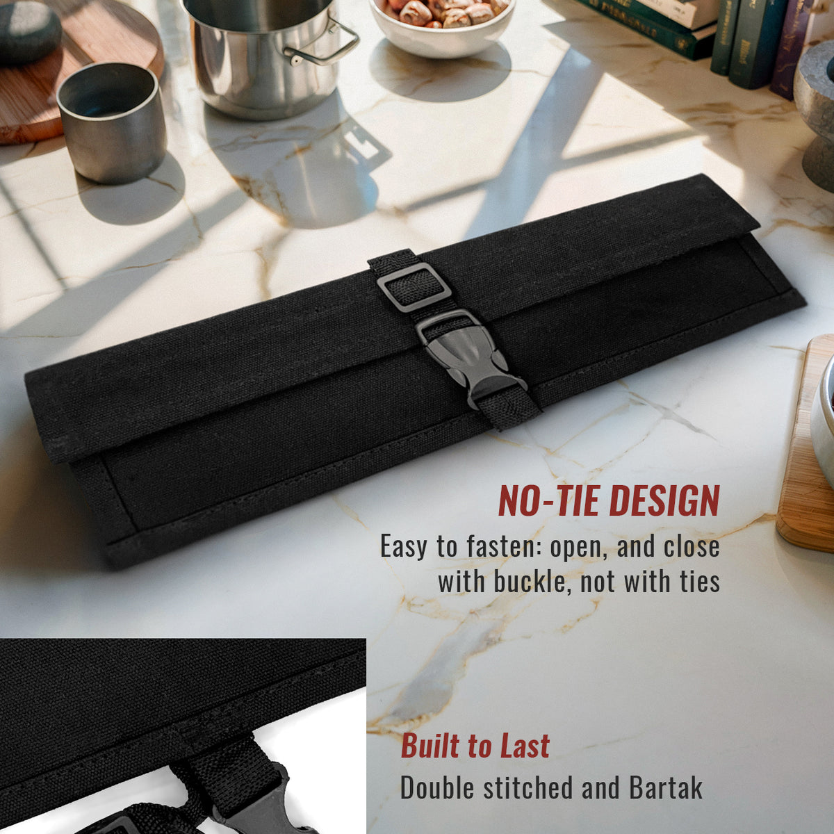 Knife Roll Case - 1 to 6 Slots - Waxed Canvas Pouch, Leather Reinforced - Portable for Cooking Tools, Utensils, Cutlery Knives -  Under NY Sky