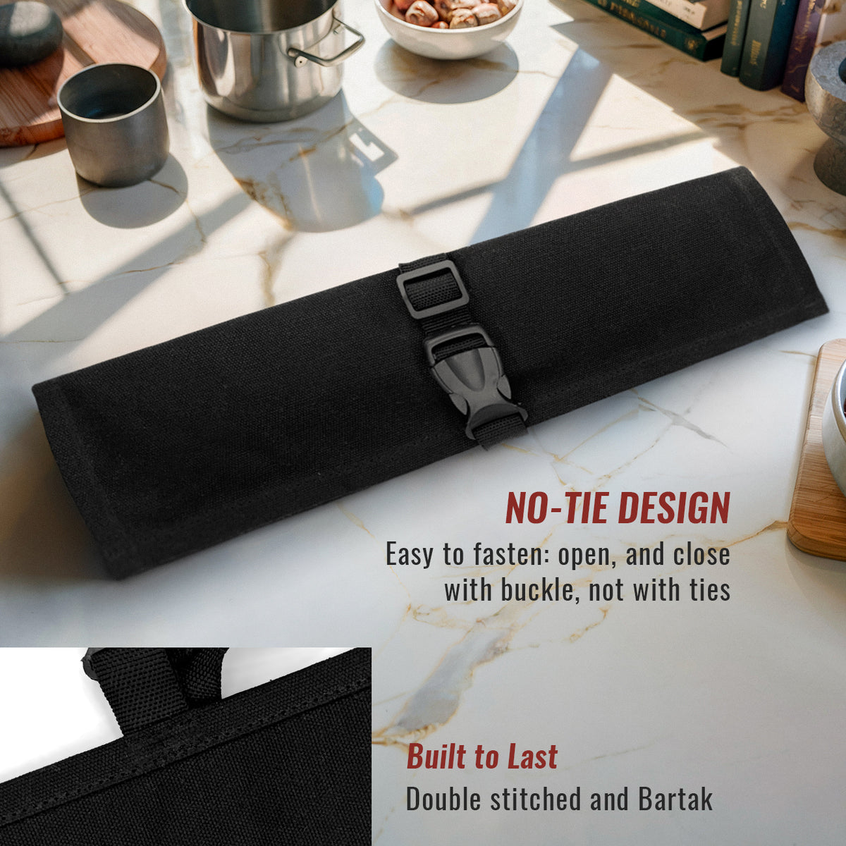 Knife Roll Case - 1 to 6 Slots - Waxed Canvas Pouch, Leather Reinforced - Portable for Cooking Tools, Utensils, Cutlery Knives -  Under NY Sky