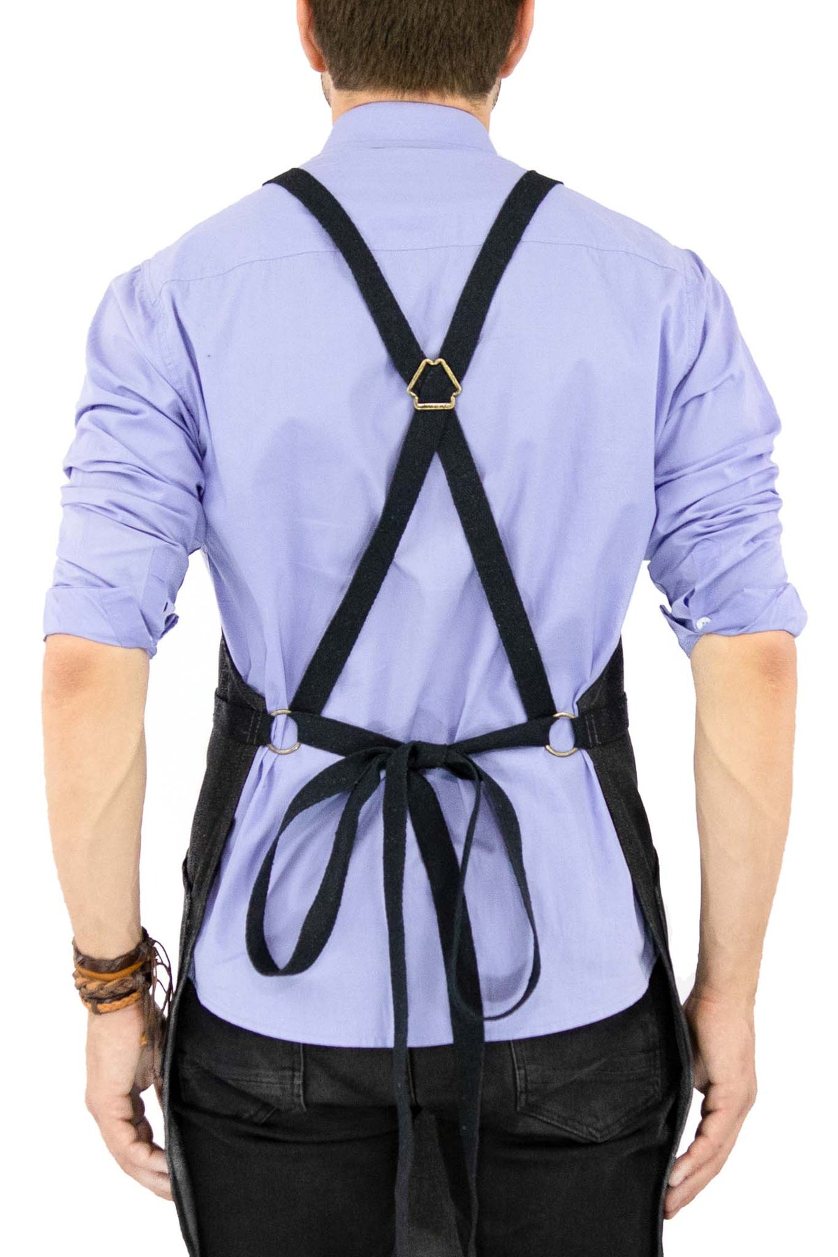 Work Apron - Professional Denim & Twill, Leather Trim, CrossBack, Chef, Bartender, Shop, Server - Under NY Sky