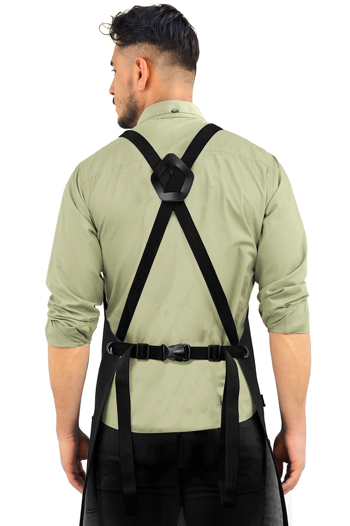 Leather Apron, Cross-back Straps, Reinforced, for Barbers - Vegan Leather - Black or Brown -  Under NY Sky