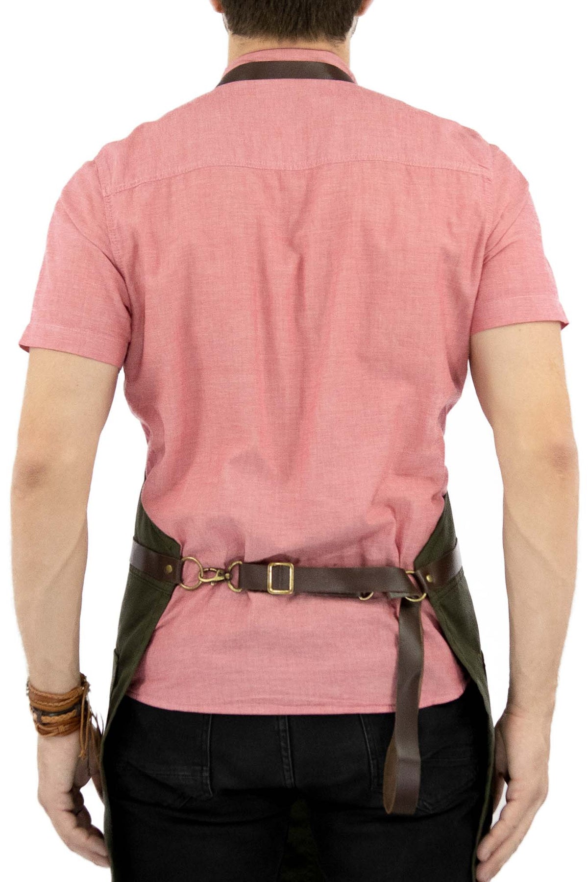Leather Straps Apron - Twill - Easy-Fastening No-Tie - Chef, Bartender, Shop, Barista  -  Under NY Sky