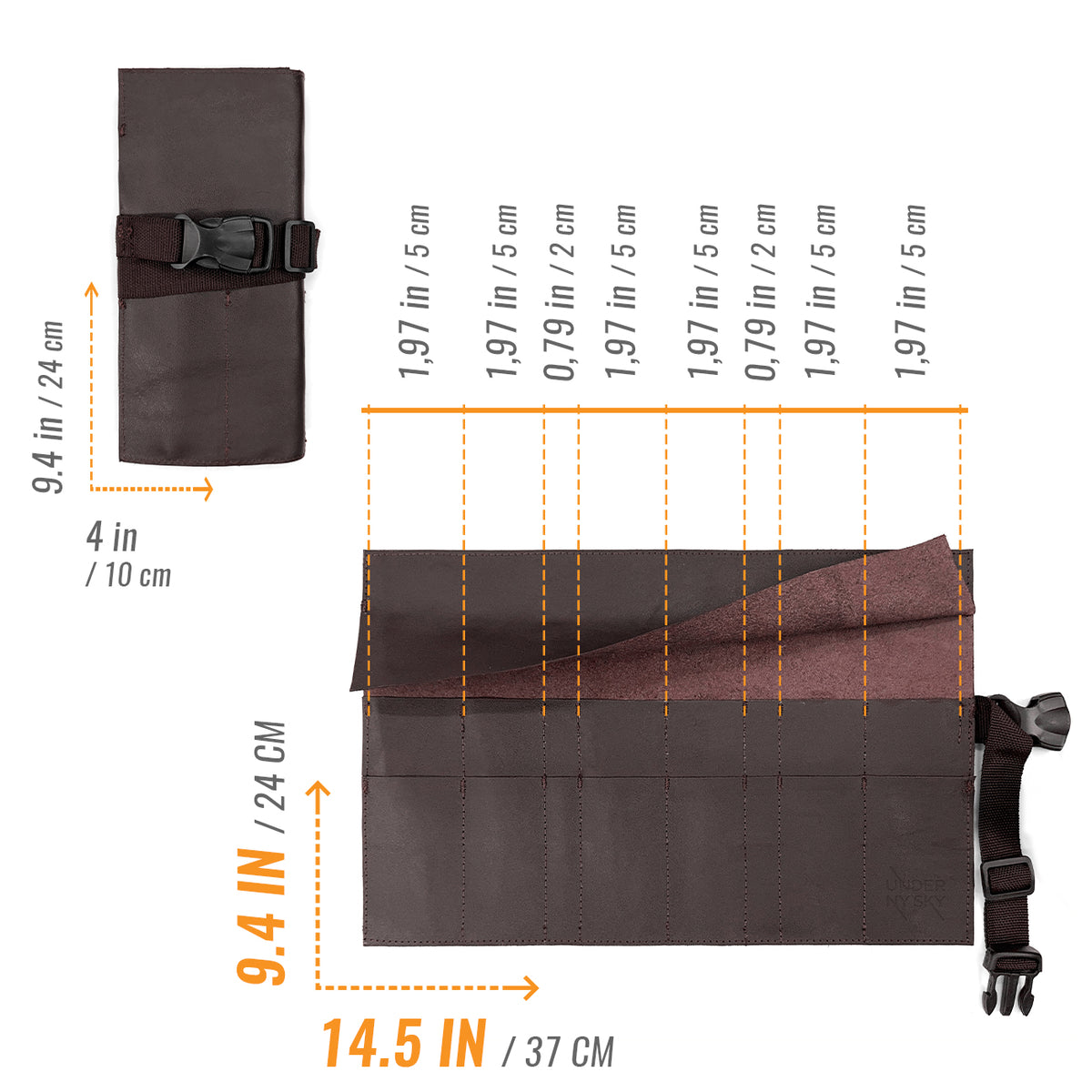 Scissors Roll Up Holder – Genuine Leather Pouch Case for Hair Stylists, Barbers & Hairdressers – Organizer for Hair Cutting Shears & Salon Tools -  Under NY Sky