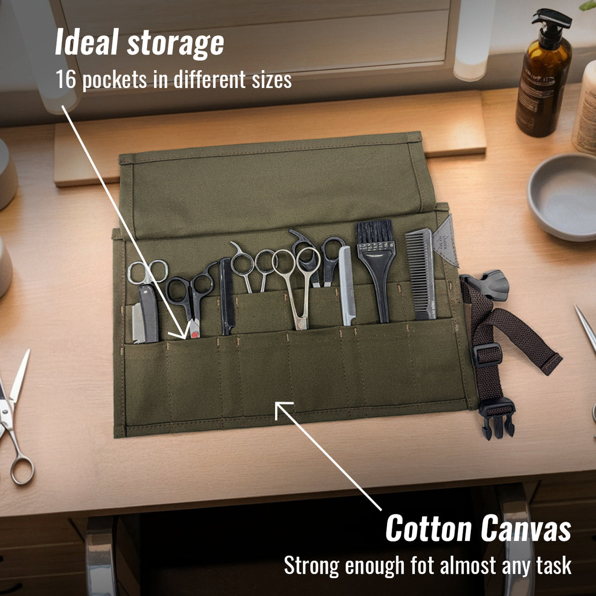 Scissors Roll Up Holder – Professional Canvas Pouch Case for Hair Stylists, Barbers & Hairdressers – Organizer for Hair Cutting Shears & Salon Tools - Under NY Sky