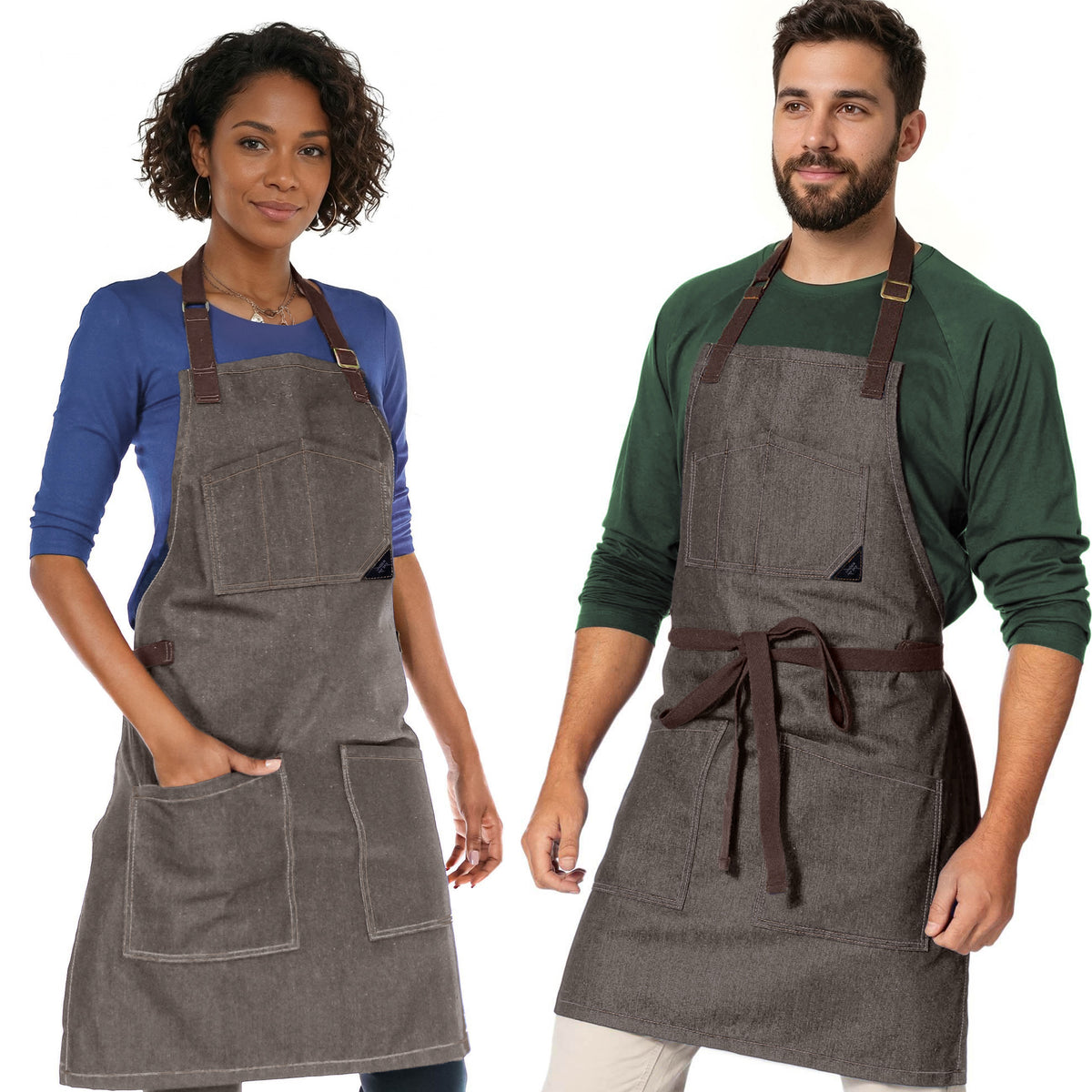 Chef Apron – Denim or Twill - Cotton Straps - Smart Pockets - Pro Chef, Cook, Barista, Bartender - Under NY Sky