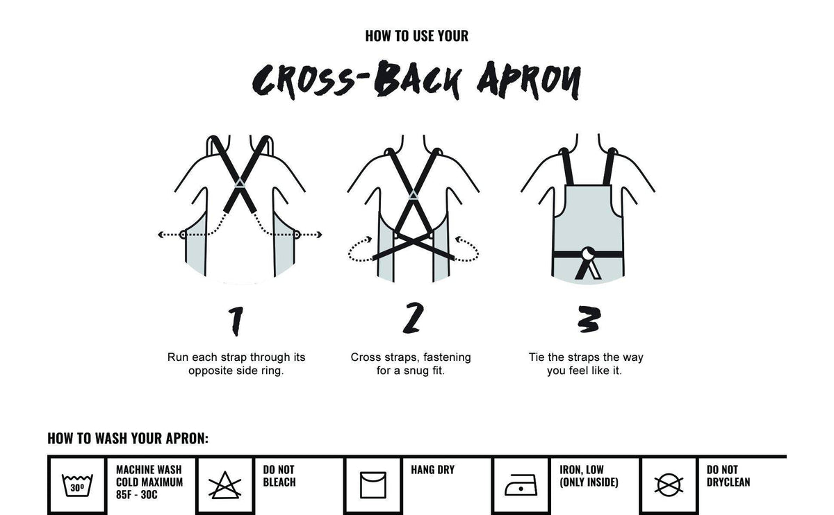 Work Apron - Professional Denim & Twill, Leather Trim, CrossBack, Chef, Bartender, Shop, Server - Under NY Sky