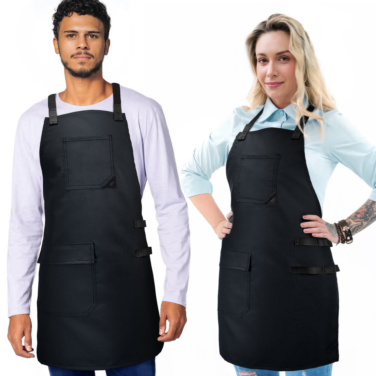 Barber Apron - Water &amp; Chemical Proof, CrossBack, Zip or Flapped Pocket- Hairstylist, Coloris - Under NY Sky