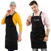 Work Apron - Professional Denim & Twill, Leather Trim, CrossBack, Chef, Bartender, Shop, Server - Under NY Sky