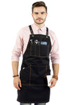 Work Apron - Professional Denim & Twill, Leather Trim, CrossBack, Chef, Bartender, Shop, Server - Under NY Sky