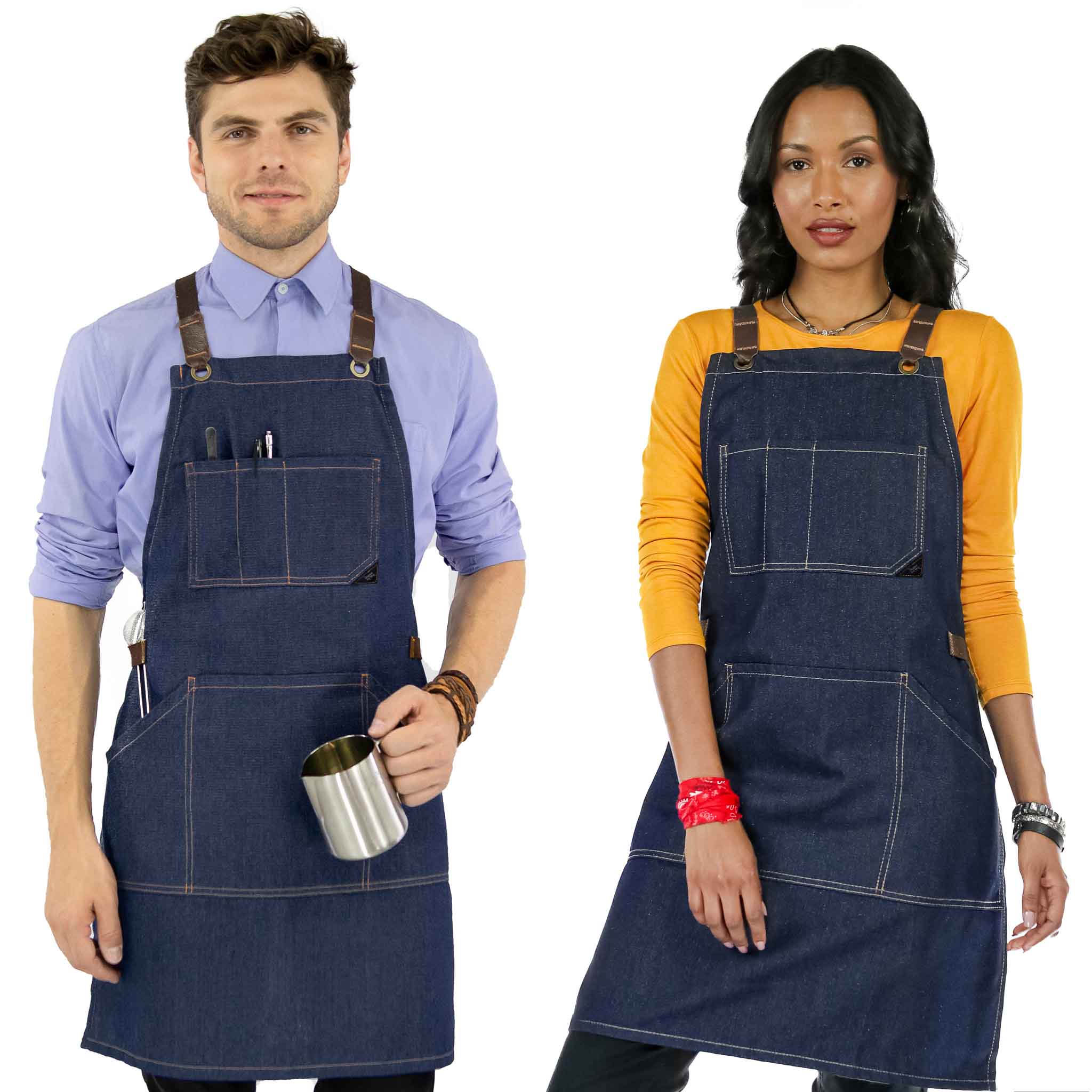 Try this: handmade leather and denim apron - The Crafty Gentleman