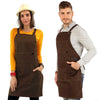 Work Apron - Professional Denim & Twill, Leather Trim, CrossBack, Chef, Bartender, Shop, Server - Under NY Sky