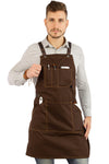 Work Apron - Professional Denim & Twill, Leather Trim, CrossBack, Chef, Bartender, Shop, Server - Under NY Sky
