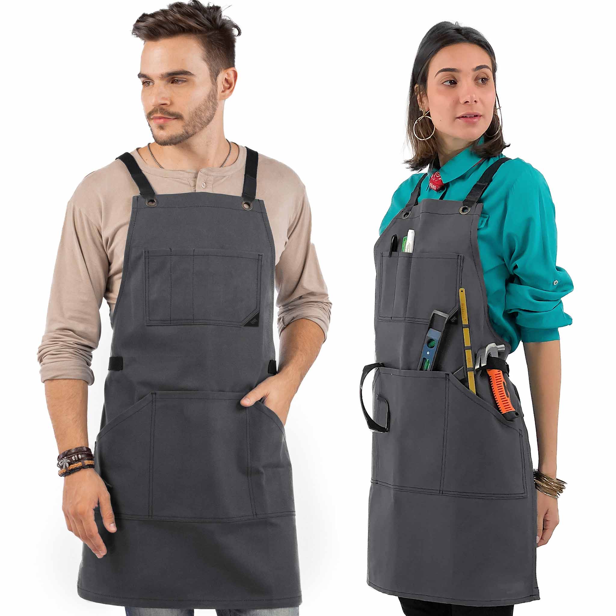 Work Apron - Waxed Canvas, Tool Pockets, CrossBack, Heavy-Duty, Chef,  Woodwork, BBQ, Shop