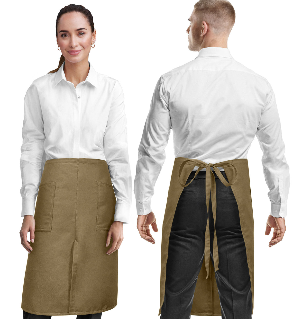 Half Bistro Apron - Long, Front Slit, 2 Pockets - Server, Waiter, Waitress, Chef, Restaurant, Gift - Under NY Sky