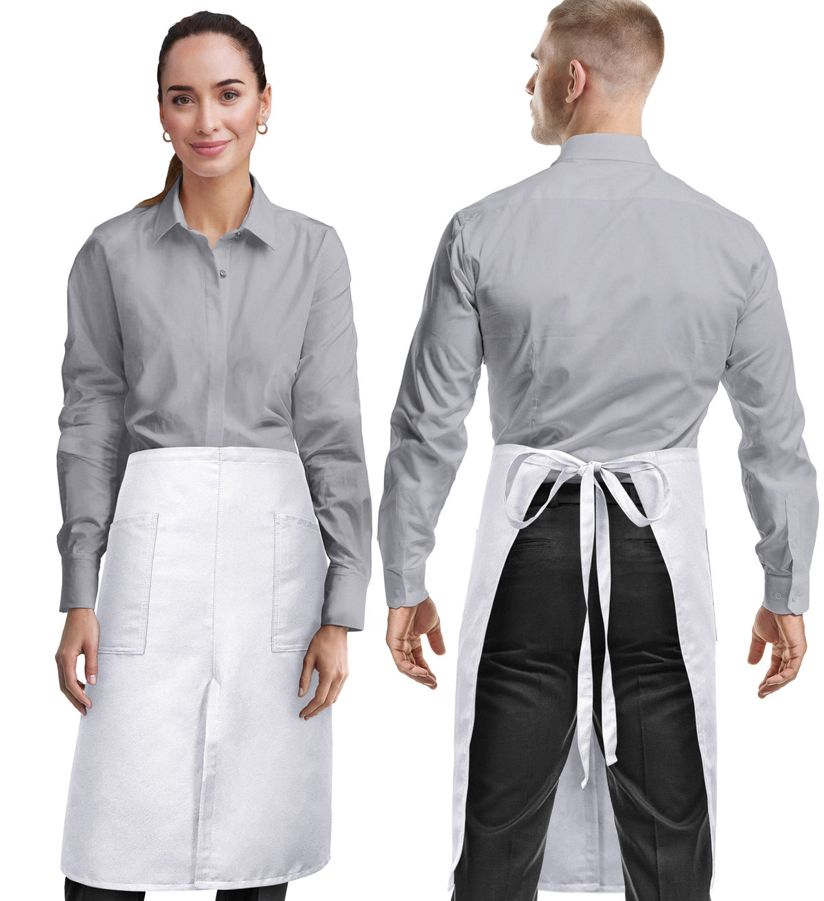 Half Bistro Apron - Long, Front Slit, 2 Pockets - Server, Waiter, Waitress, Chef, Restaurant, Gift - Under NY Sky