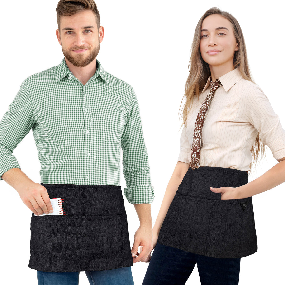 Waist Apron - 3 pockets, Durable Twill or Denim - Half Apron - Server, Waiter, Waitress, Bartender, Shop, Restaurant, Bistro Aprons - Under NY Sky