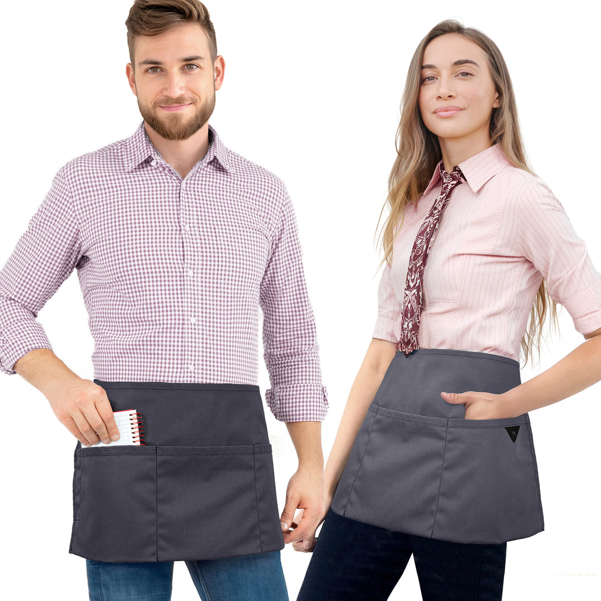 Waist Apron - 3 pockets, Durable Twill or Denim - Half Apron - Server, Waiter, Waitress, Bartender, Shop, Restaurant, Bistro Aprons - Under NY Sky
