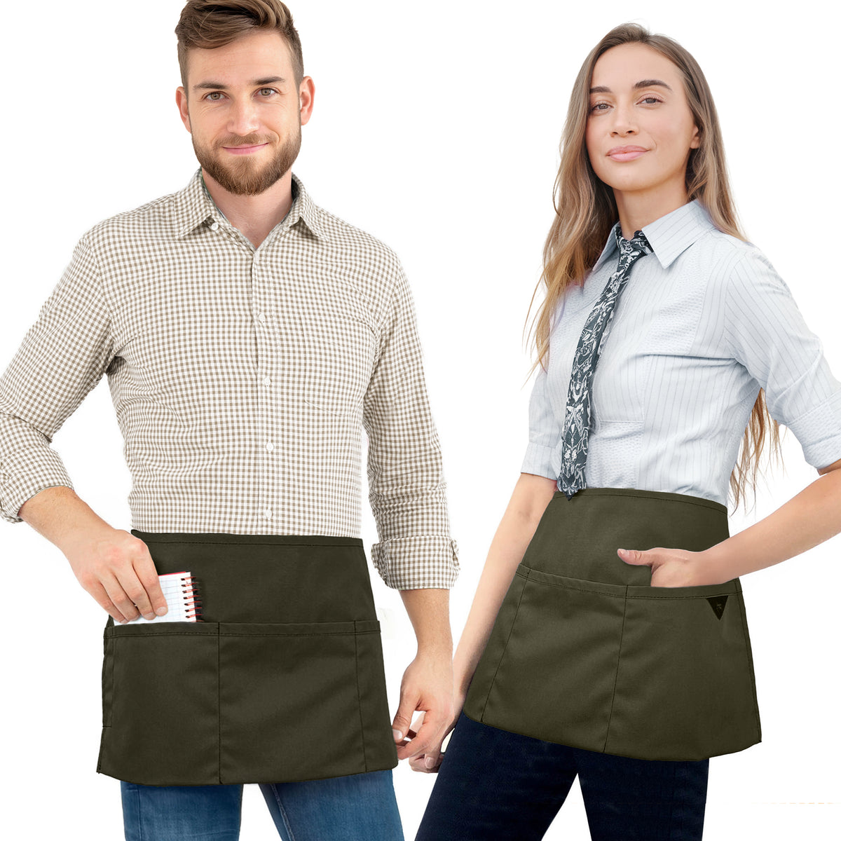 Waist Apron - 3 pockets, Durable Twill or Denim - Half Apron - Server, Waiter, Waitress, Bartender, Shop, Restaurant, Bistro Aprons - Under NY Sky