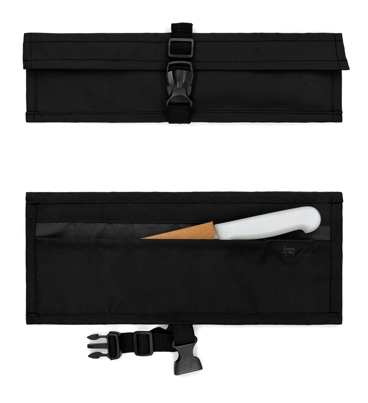 Knife Roll Case - 1 to 6 Slots - Oxford Canvas Pouch, Leather Reinforced - Portable for Cooking Tools, Utensils, Cutlery Knives -  Under NY Sky