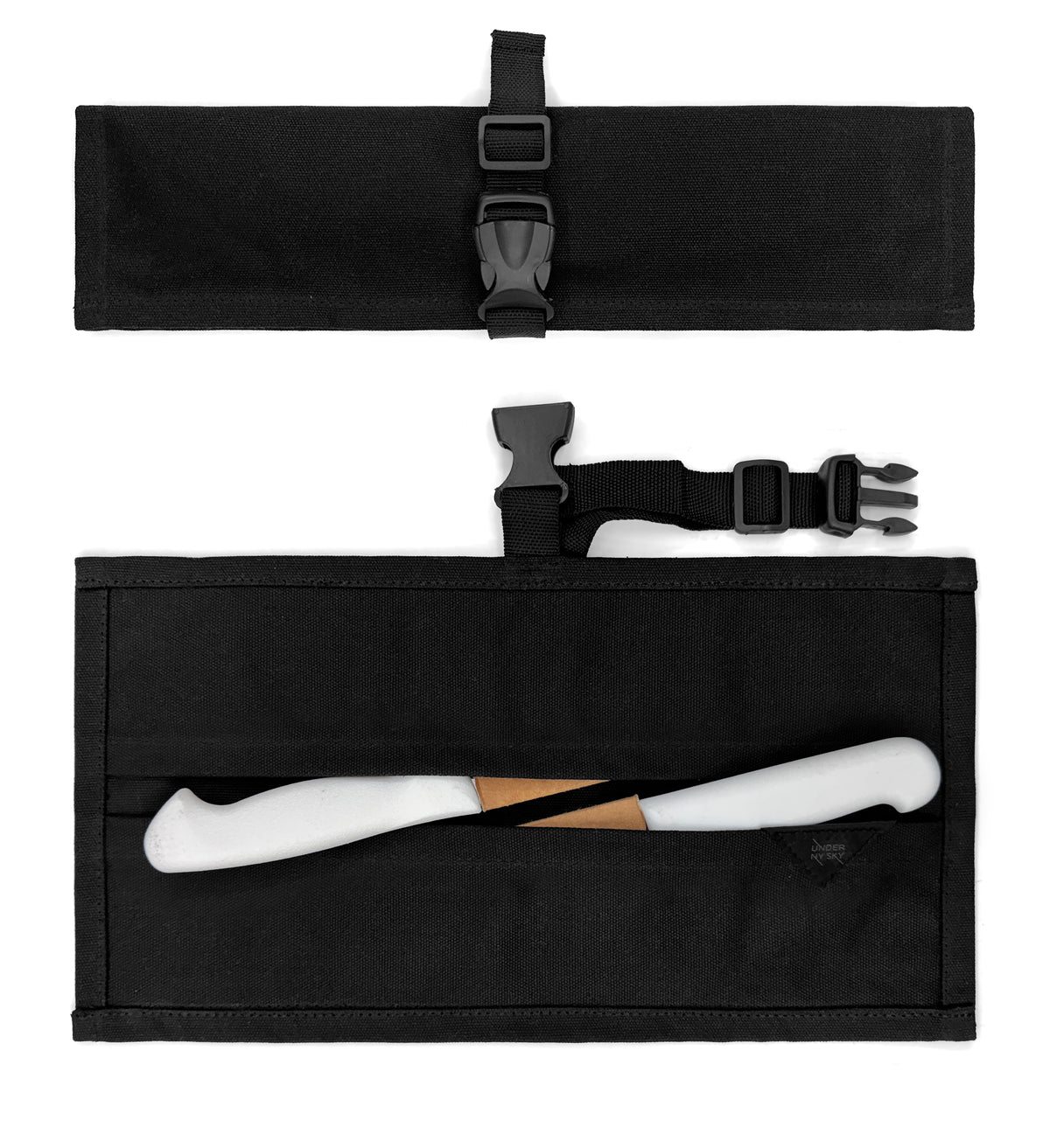 Knife Roll Case - 1 to 6 Slots - Waxed Canvas Pouch, Leather Reinforced - Portable for Cooking Tools, Utensils, Cutlery Knives -  Under NY Sky