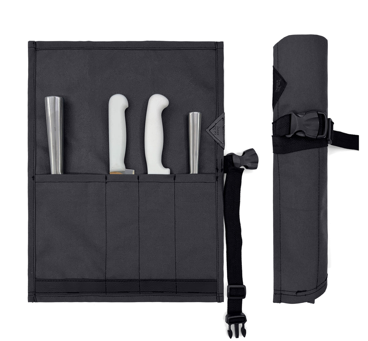 Knife Roll Case - 1 to 6 Slots - Oxford Canvas Pouch, Leather Reinforced - Portable for Cooking Tools, Utensils, Cutlery Knives -  Under NY Sky