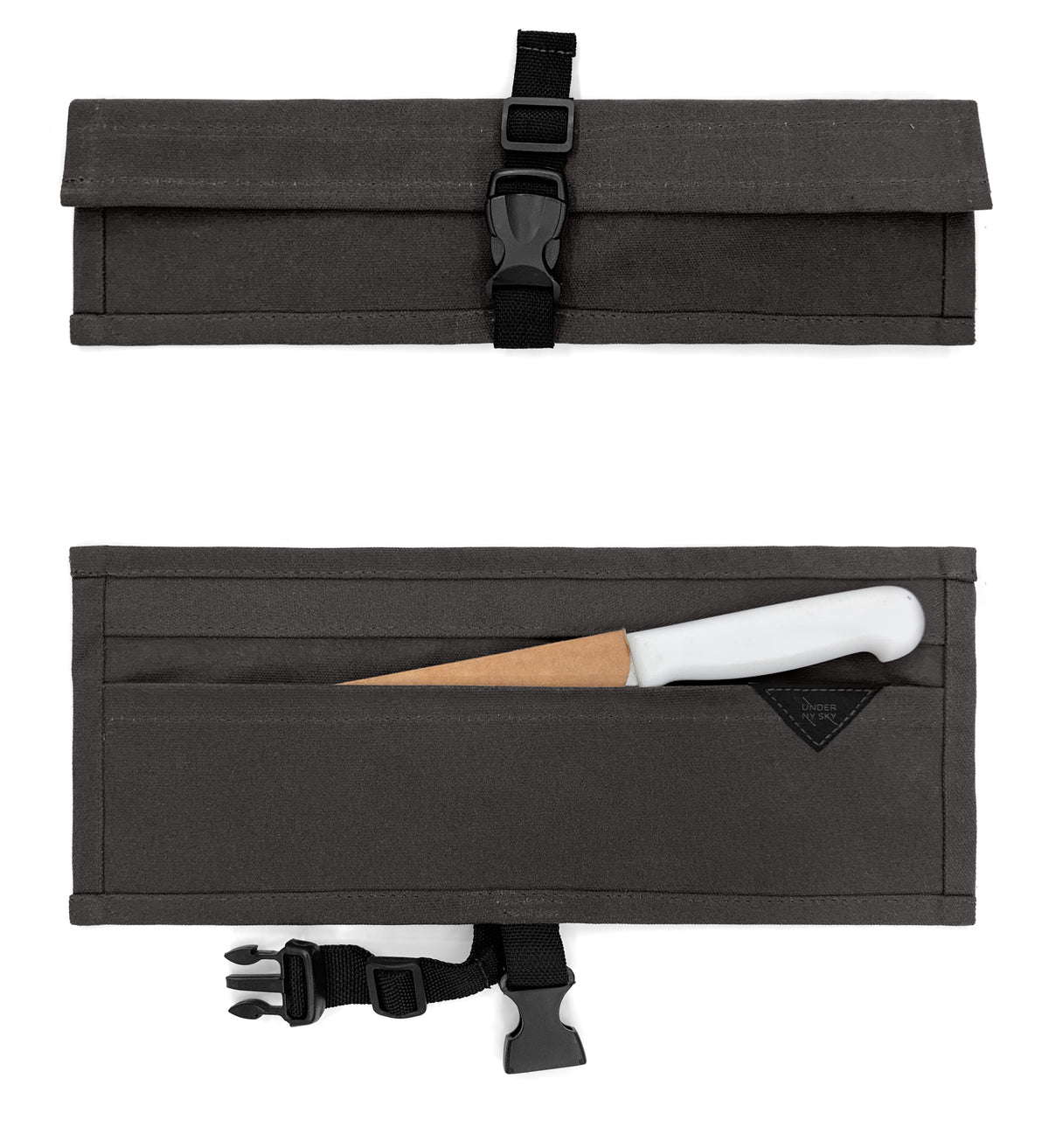 Knife Roll Case - 1 to 6 Slots - Waxed Canvas Pouch, Leather Reinforced - Portable for Cooking Tools, Utensils, Cutlery Knives -  Under NY Sky