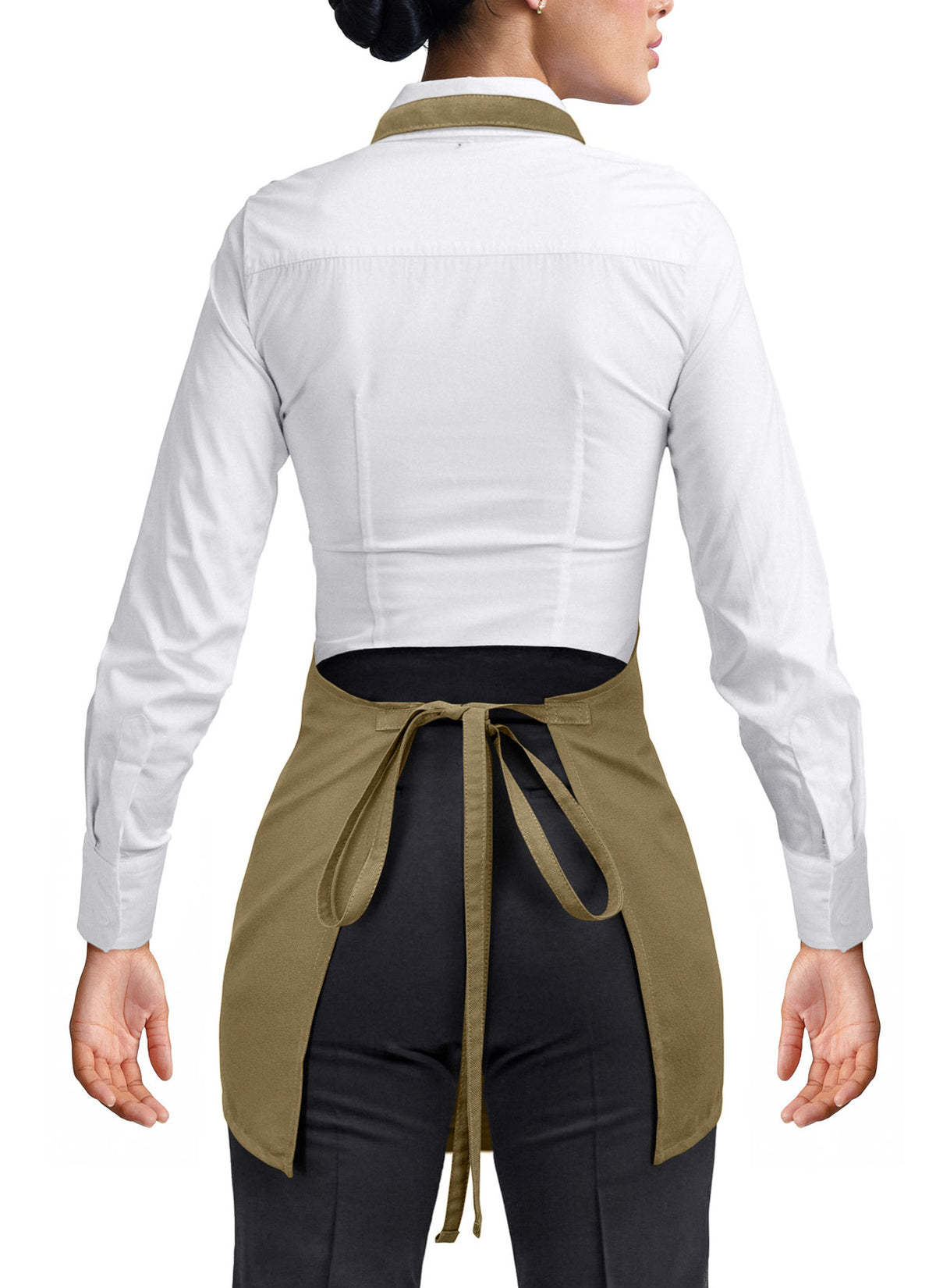 V Neck Short Apron - Tuxedo Style - Lightweight, 3 Pockets - Server, Waiter, Bistro, Restaurant - Under NY Sky