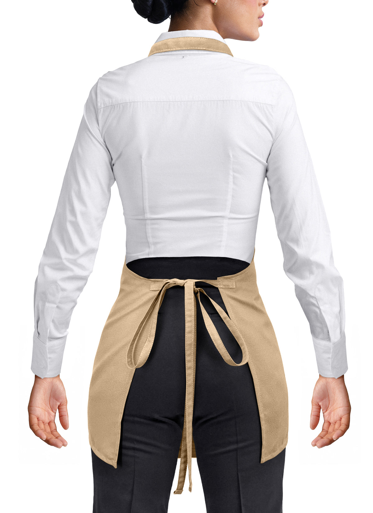 V Neck Short Apron - Tuxedo Style - Lightweight, 3 Pockets - Server, Waiter, Bistro, Restaurant - Under NY Sky