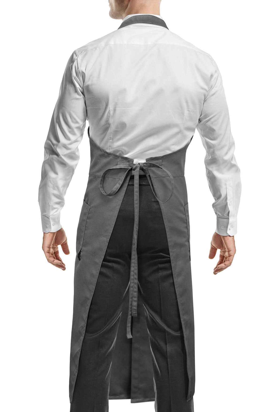 V Neck Long Apron - Front Slit, 2 Pockets, Waiter, Chef, Restaurant