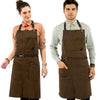 Chef Apron - Twill, No-Tie, Leather Trim, Split - Chef, Bartender, Barista, Grill, Shop - Under NY Sky