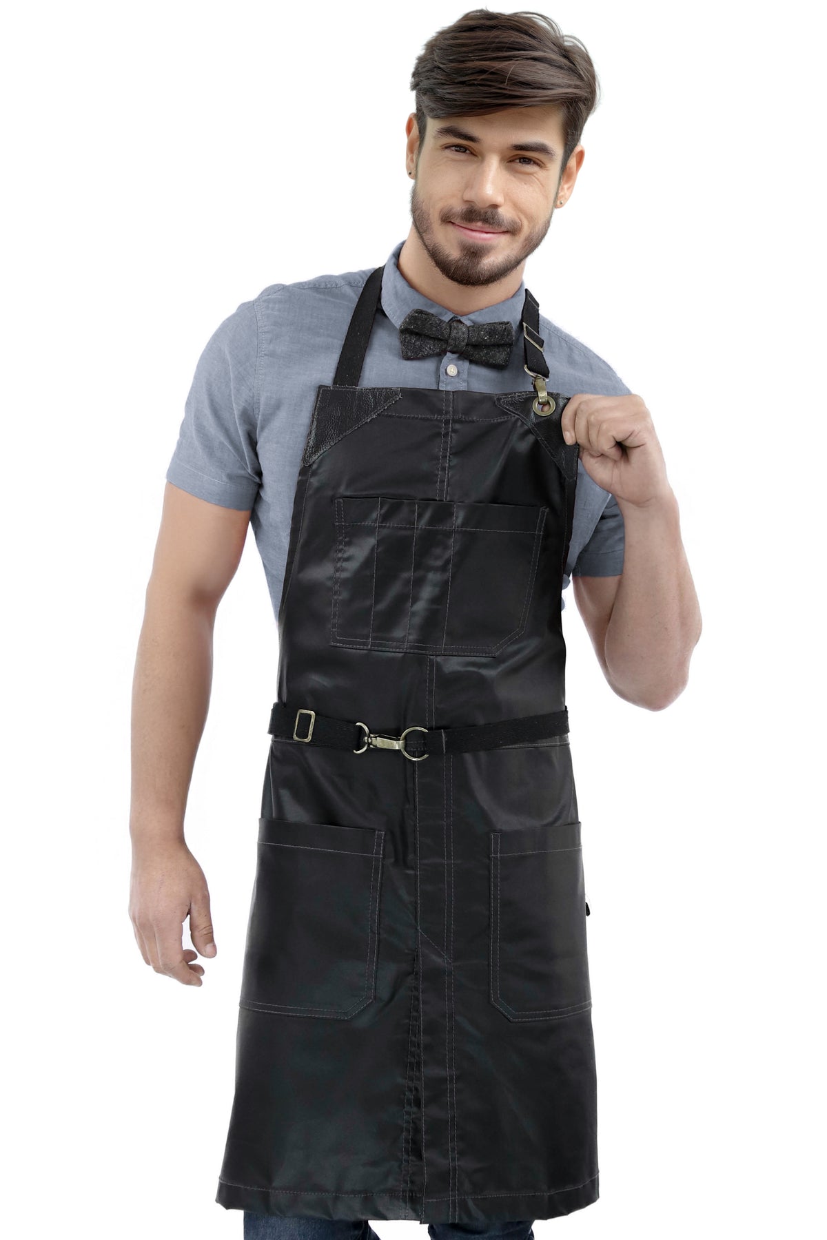 Salon Apron - Water Resistant, Easy-Fastening No-Tie, Adjustable - Hairstylist, Barber, Chef - Under NY Sky