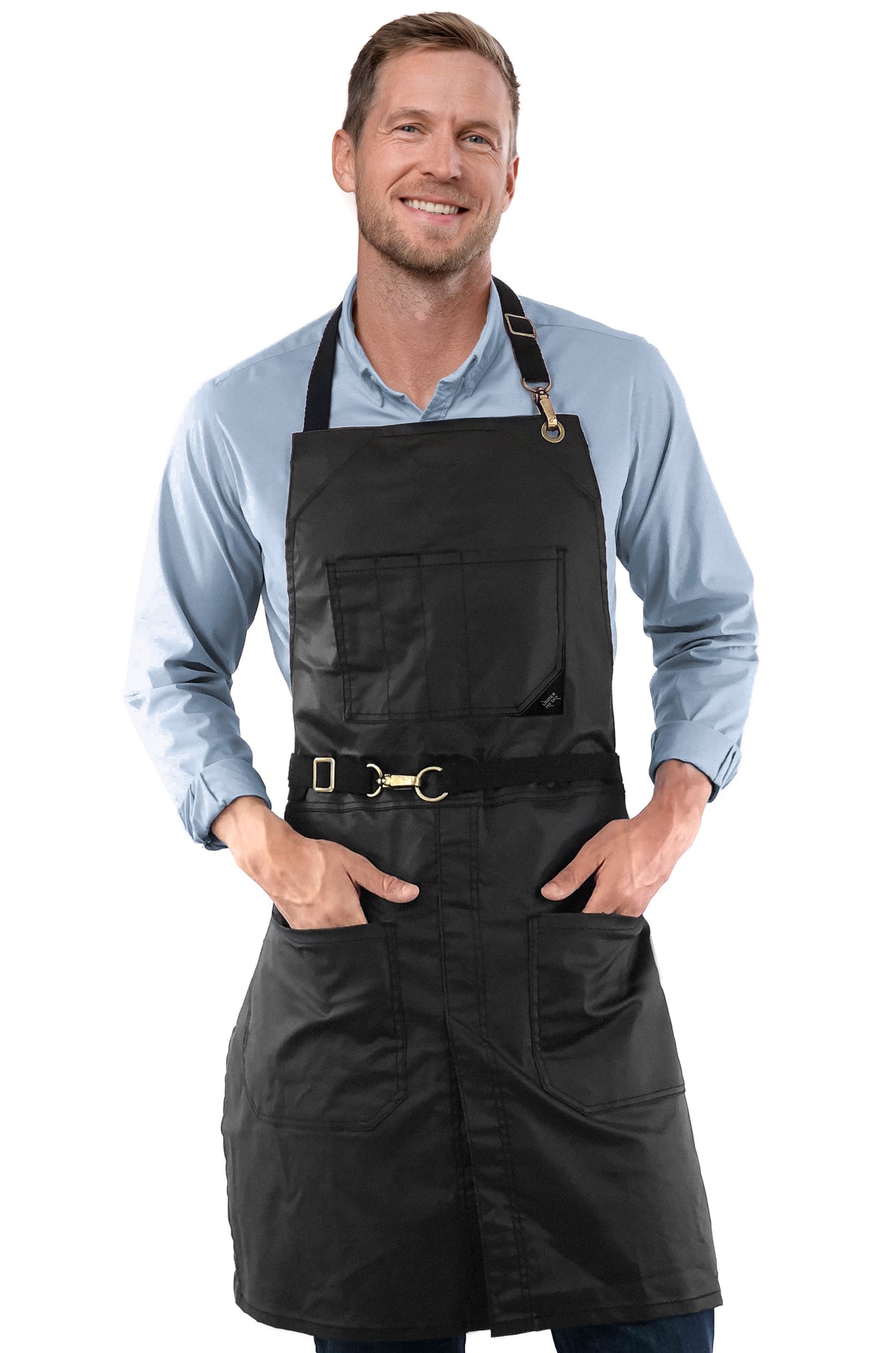 Salon Apron - Water Resistant, Easy-Fastening No-Tie, Adjustable - Hairstylist, Barber, Chef - Under NY Sky