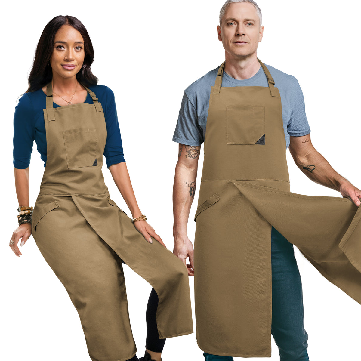 Pottery Apron - Full Cover Split-Leg, Towel Loops - for Ceramic Wheel Throwing, DIY, Painting, Potters and Clay Artists -  Under NY Sky