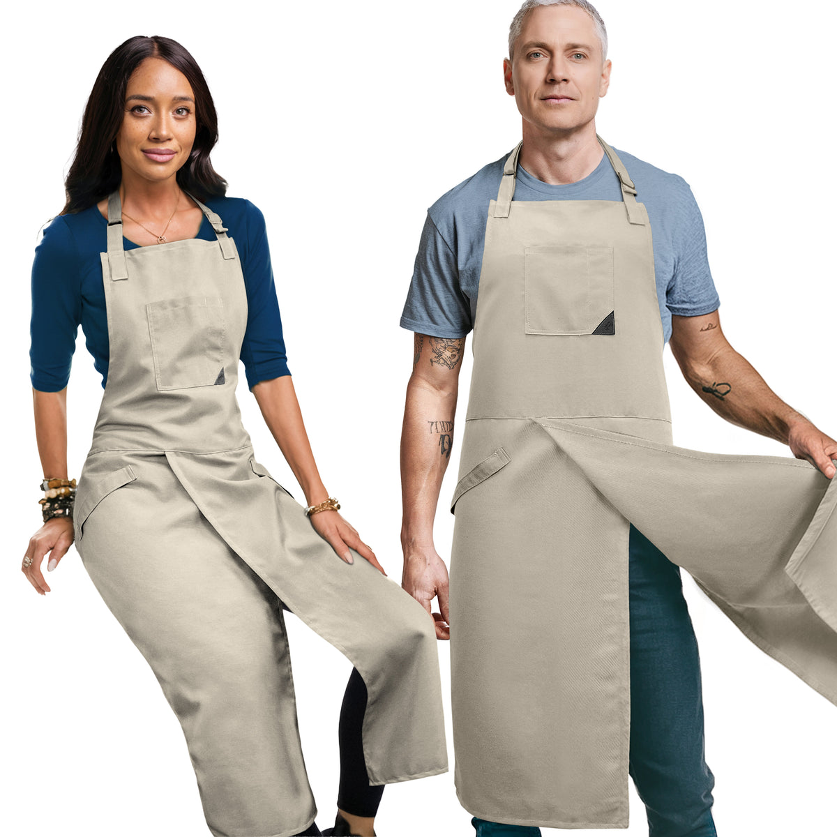 Pottery Apron - Full Cover Split-Leg, Towel Loops - for Ceramic Wheel Throwing, DIY, Painting, Potters and Clay Artists -  Under NY Sky