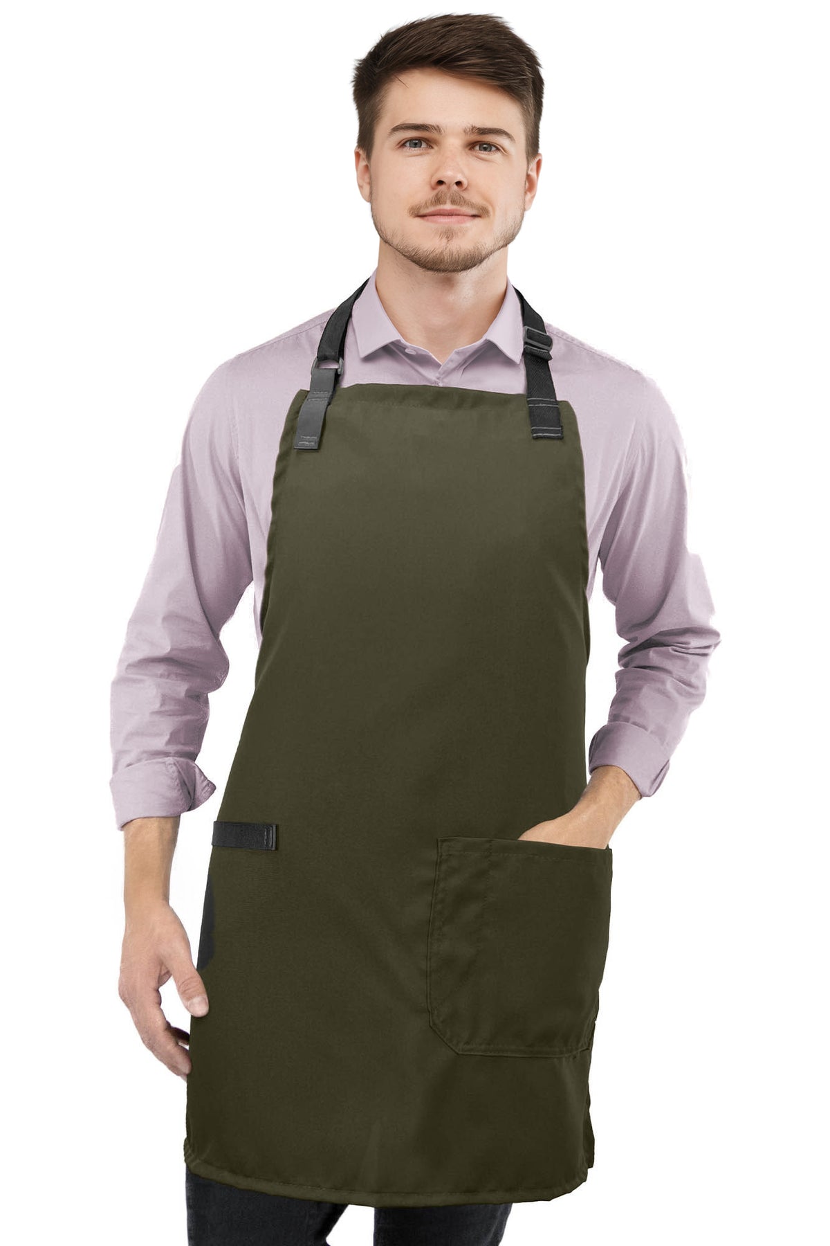 Super Light Apron - Pocket, Towel Loop, Leather Reinforcement - Kitchen Bib Apron - Cook, Chef, Server, Barista - Under NY Sky