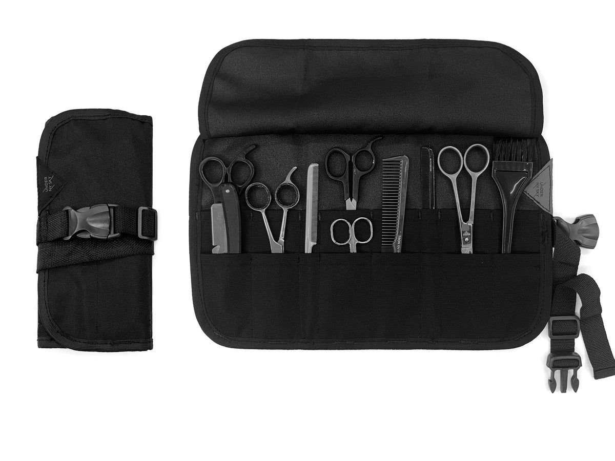 Scissors Roll Up Holder – Professional Oxford Canvas Pouch Case for Hair Stylists, Barbers &amp; Hairdressers – Organizer for Hair Cutting Shears &amp; Salon Tools - Under NY Sky