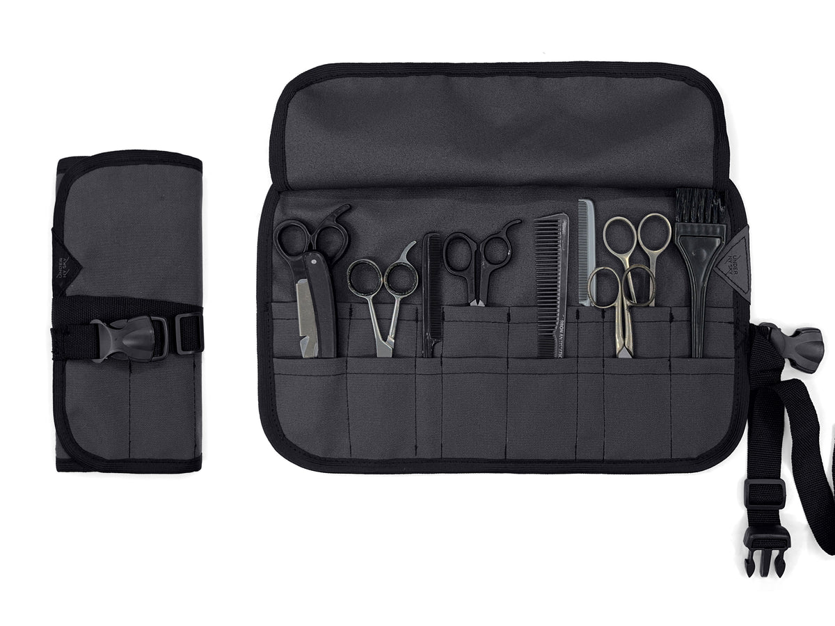 Scissors Roll Up Holder – Professional Oxford Canvas Pouch Case for Hair Stylists, Barbers &amp; Hairdressers – Organizer for Hair Cutting Shears &amp; Salon Tools - Under NY Sky